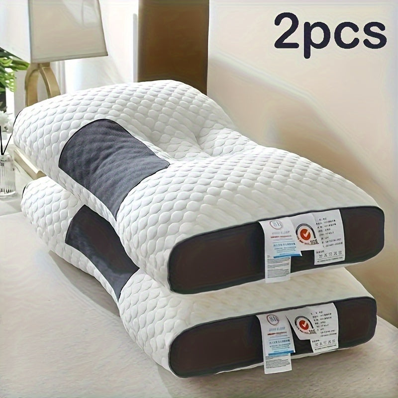 2pcs Ergonomic Adjustable Neck Pillows - Soft Cover, Modern Zippered Design, High-Quality Polyester Fiber Filling, Machine Washable for Sleeping Comfort, Ideal for Home & Bedroom Decor, Bedroom Comfort Accessories | Modern Pi