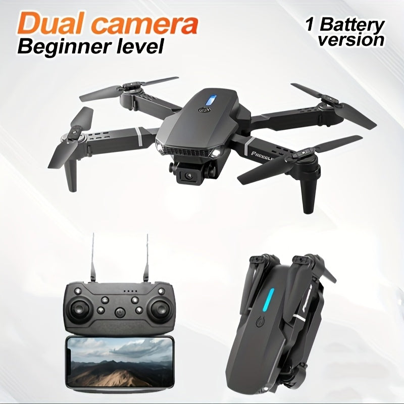 Optical Flow Version E88 Dual Camera Drone, Remote-Controlled Toy Drone, Foldable Storage, Intelligent Hovering, Optical Flow Positioning, Ideal Gift for Beginners, Men, And Youngsters, Single Battery, FACEGLE