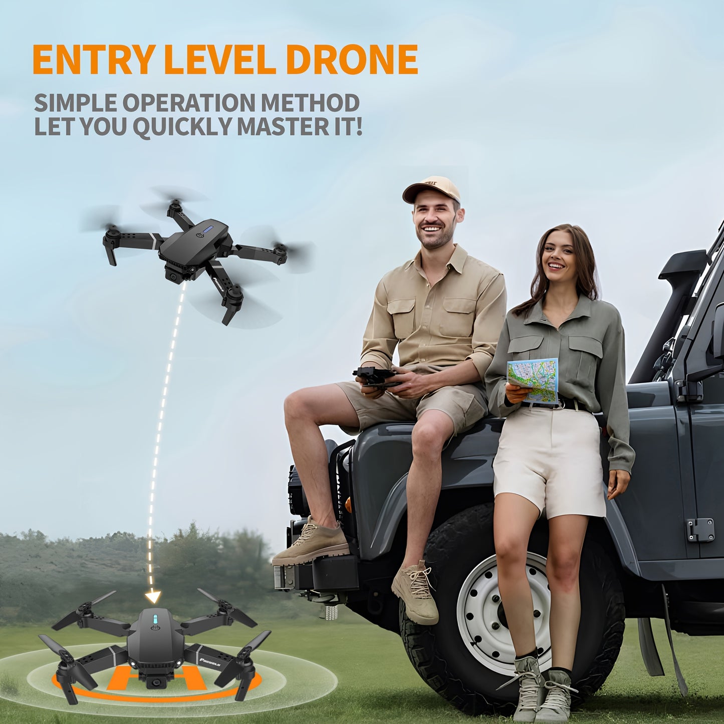Optical Flow Version E88 Dual Camera Drone, Remote-Controlled Toy Drone, Foldable Storage, Intelligent Hovering, Optical Flow Positioning, Ideal Gift for Beginners, Men, And Youngsters, Single Battery, FACEGLE