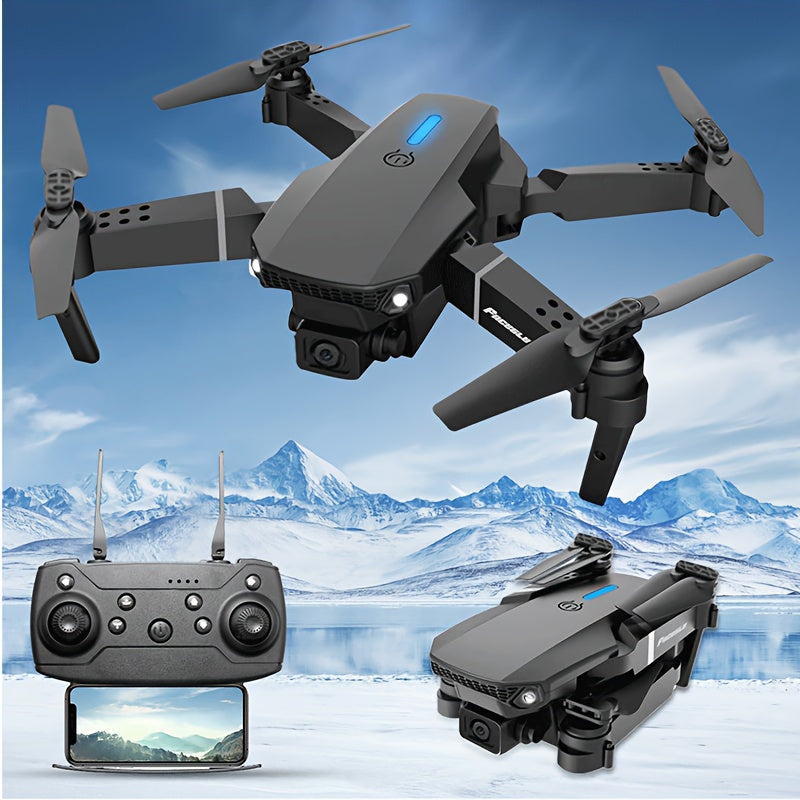 Optical Flow Version E88 Dual Camera Drone, Remote-Controlled Toy Drone, Foldable Storage, Intelligent Hovering, Optical Flow Positioning, Ideal Gift for Beginners, Men, And Youngsters, Single Battery, FACEGLE