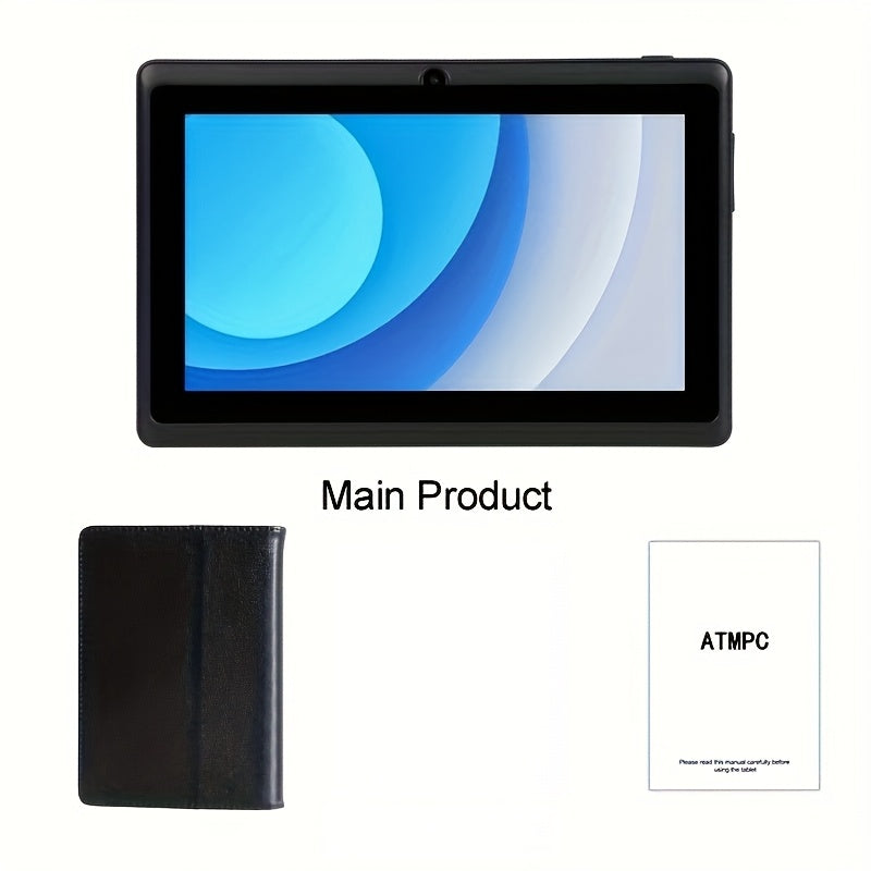 ATMPC 7" Android 11 Tablet with Quad Core Processor, 2GB RAM 32GB ROM, HD IPS Display, Dual Camera, WiFi, USB OTG & Built-in Case - Purple, Media Consumption, Productivity Device, Modern Tablet, Sleek Design, Durable Build, C