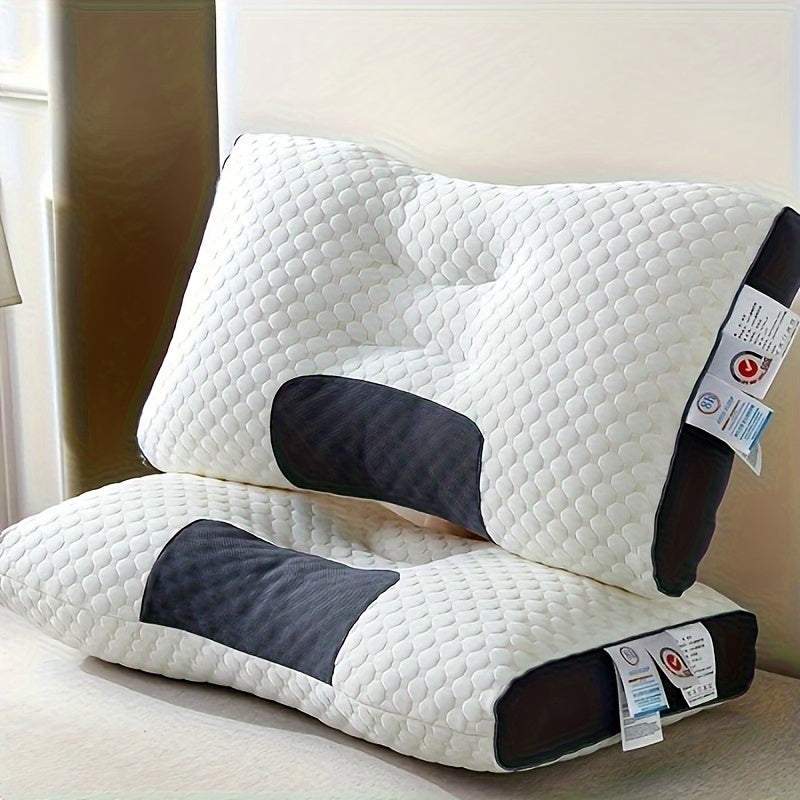 2pcs Ergonomic Adjustable Neck Pillows - Soft Cover, Modern Zippered Design, High-Quality Polyester Fiber Filling, Machine Washable for Sleeping Comfort, Ideal for Home & Bedroom Decor, Bedroom Comfort Accessories | Modern Pi