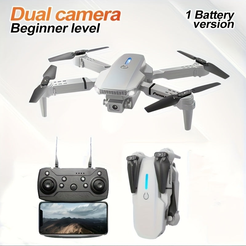Optical Flow Version E88 Dual Camera Drone, Remote-Controlled Toy Drone, Foldable Storage, Intelligent Hovering, Optical Flow Positioning, Ideal Gift for Beginners, Men, And Youngsters, Single Battery, FACEGLE