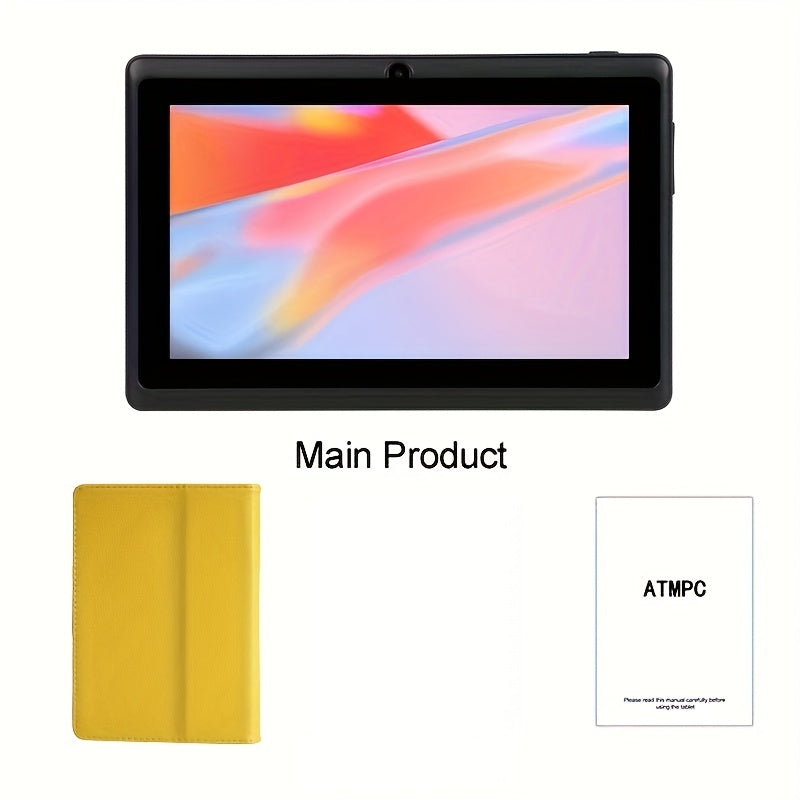 ATMPC 7" Android 11 Tablet with Quad Core Processor, 2GB RAM 32GB ROM, HD IPS Display, Dual Camera, WiFi, USB OTG & Built-in Case - Purple, Media Consumption, Productivity Device, Modern Tablet, Sleek Design, Durable Build, C