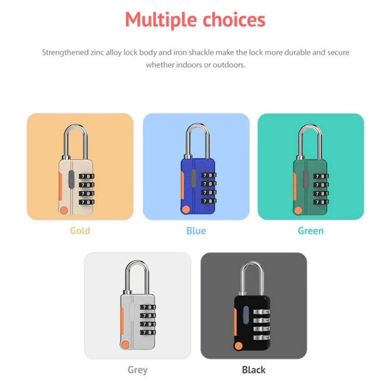 4 Digit Code Combination Padlock Small Travel Luggage for CASE Lock Keyless Shackle Lock for Backpack Tsa Lock for Luggage