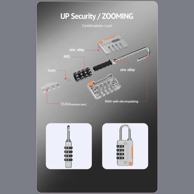 4 Digit Code Combination Padlock Small Travel Luggage for CASE Lock Keyless Shackle Lock for Backpack Tsa Lock for Luggage