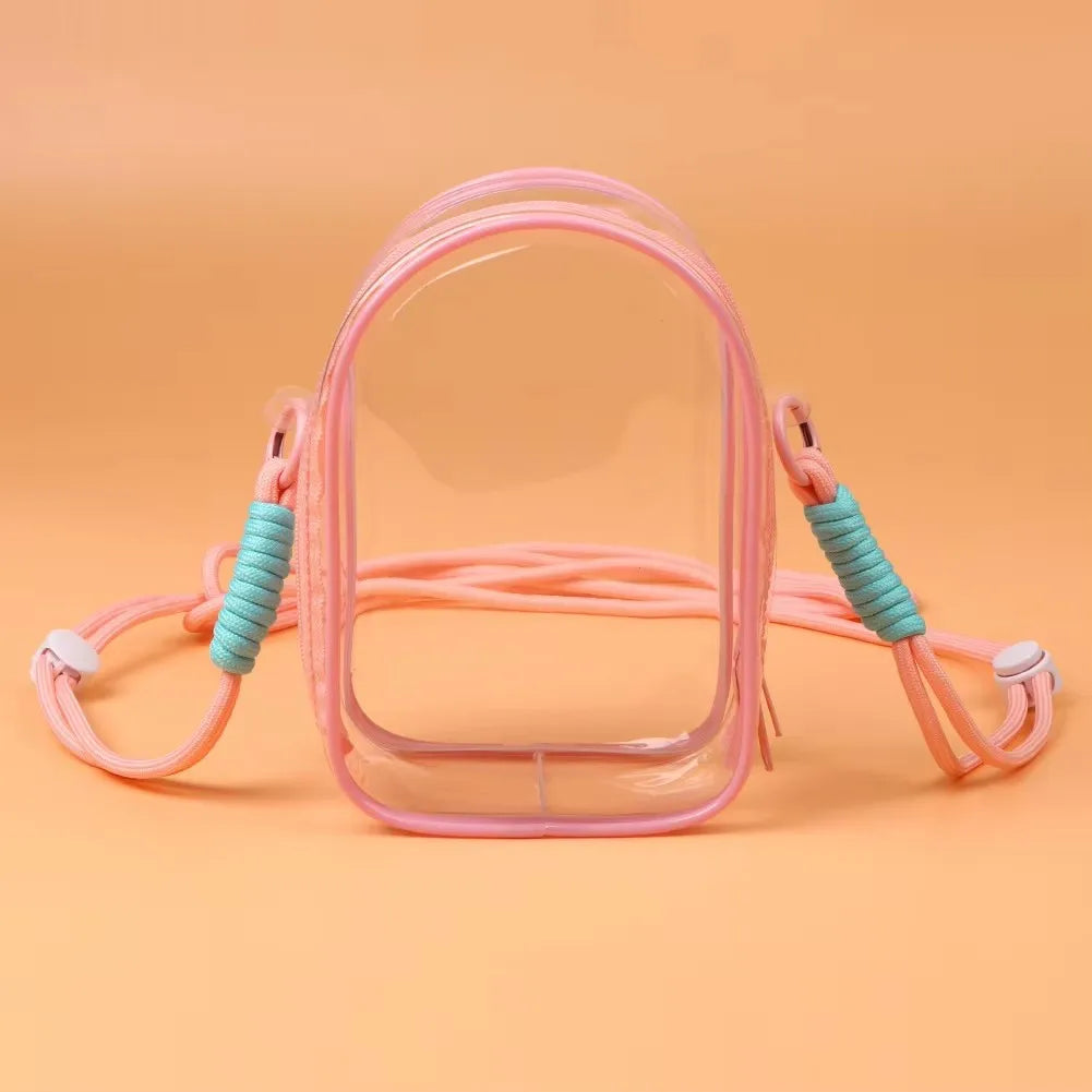 Doll Protect Case For Labubu Sitting Party 15cm Plush Cotton Doll Shoulder Pain Bag With Rope PVC Storage Bag Walk Bag Dustproof