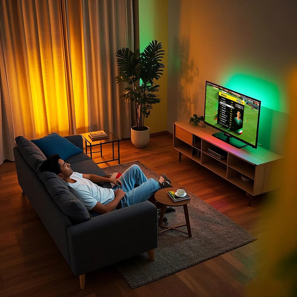 GIPOYENT TV LED Backlight Light Strip Bluetooth APP Control Music Sync RGB Color Changi Backlight For TV 32-60 Inch 3M-10M