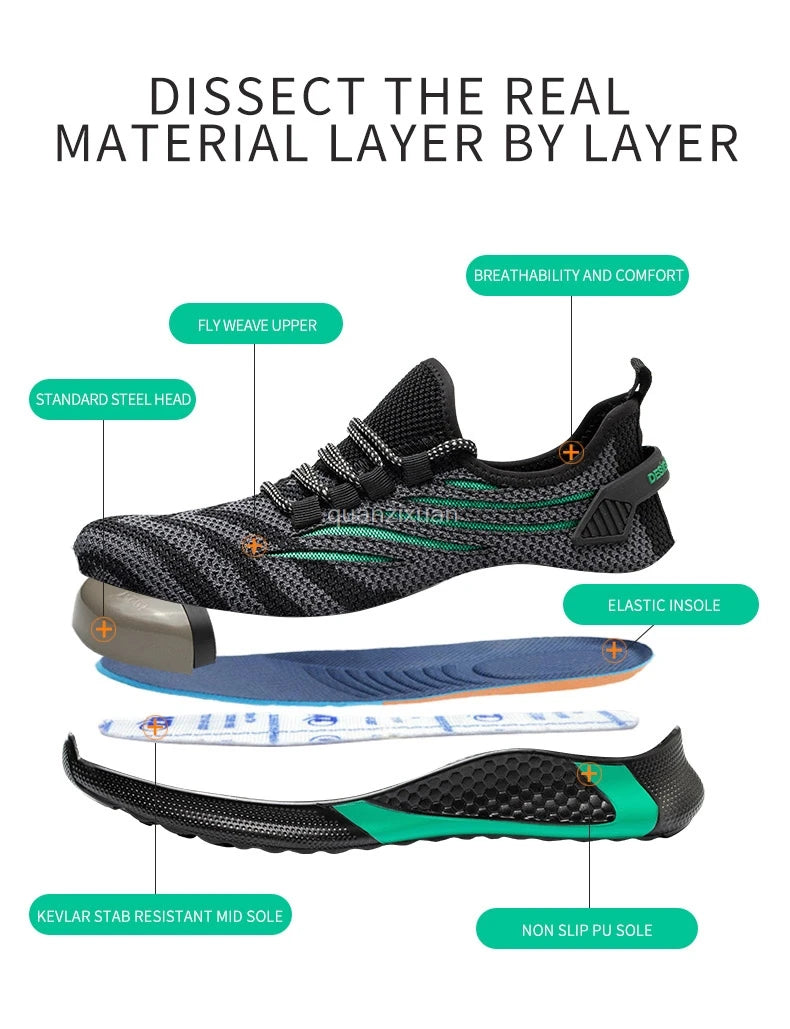 Men Work Safety Shoes Anti-puncture Working Sneakers Male Indestructible Work Shoes Men Boots Lightweight Men Shoes Safety Boots