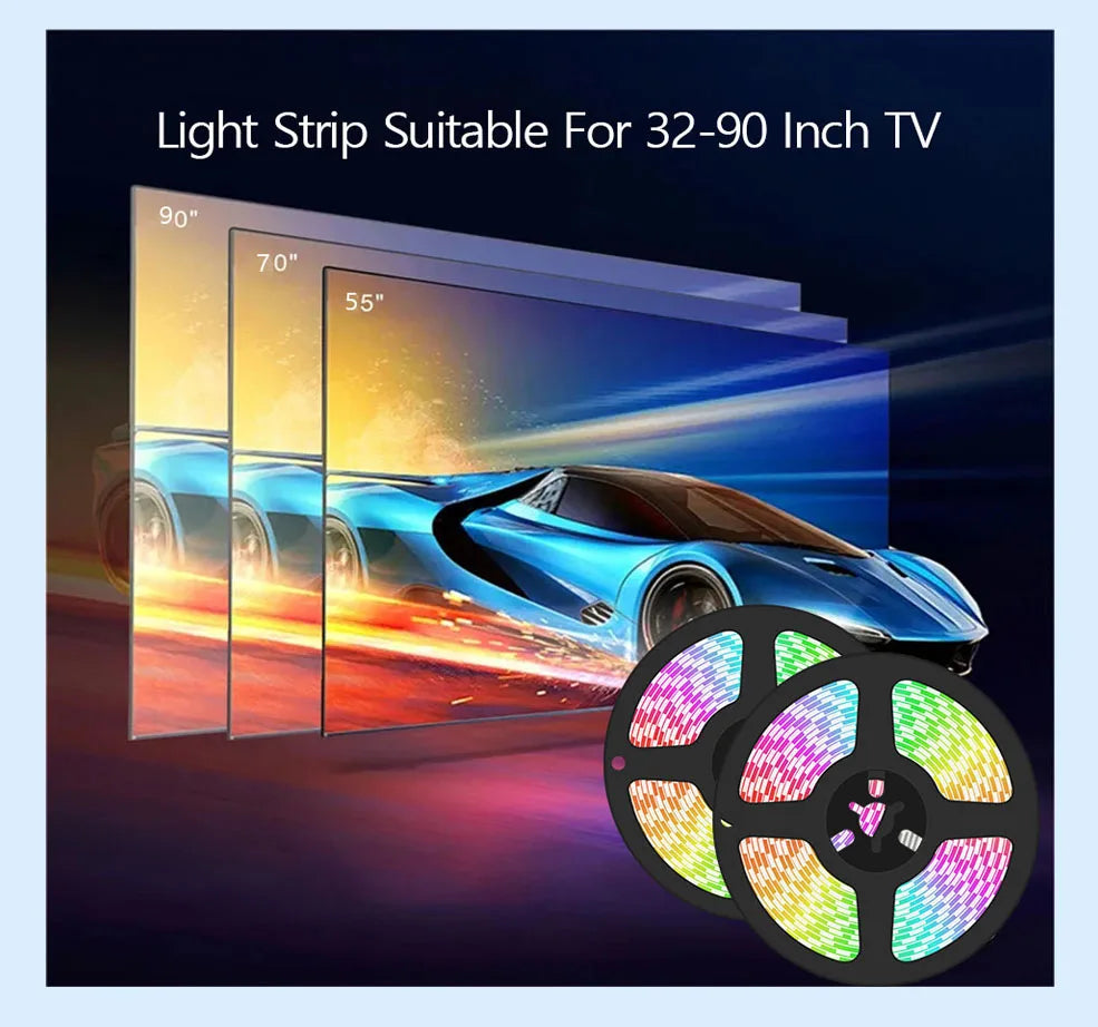 Smart Ambient TV Led Backlight For 4K HDMI 2.1 Device Sync Box Led Strip Lights Kit Wifi Alexa Voice Google Assistant Control