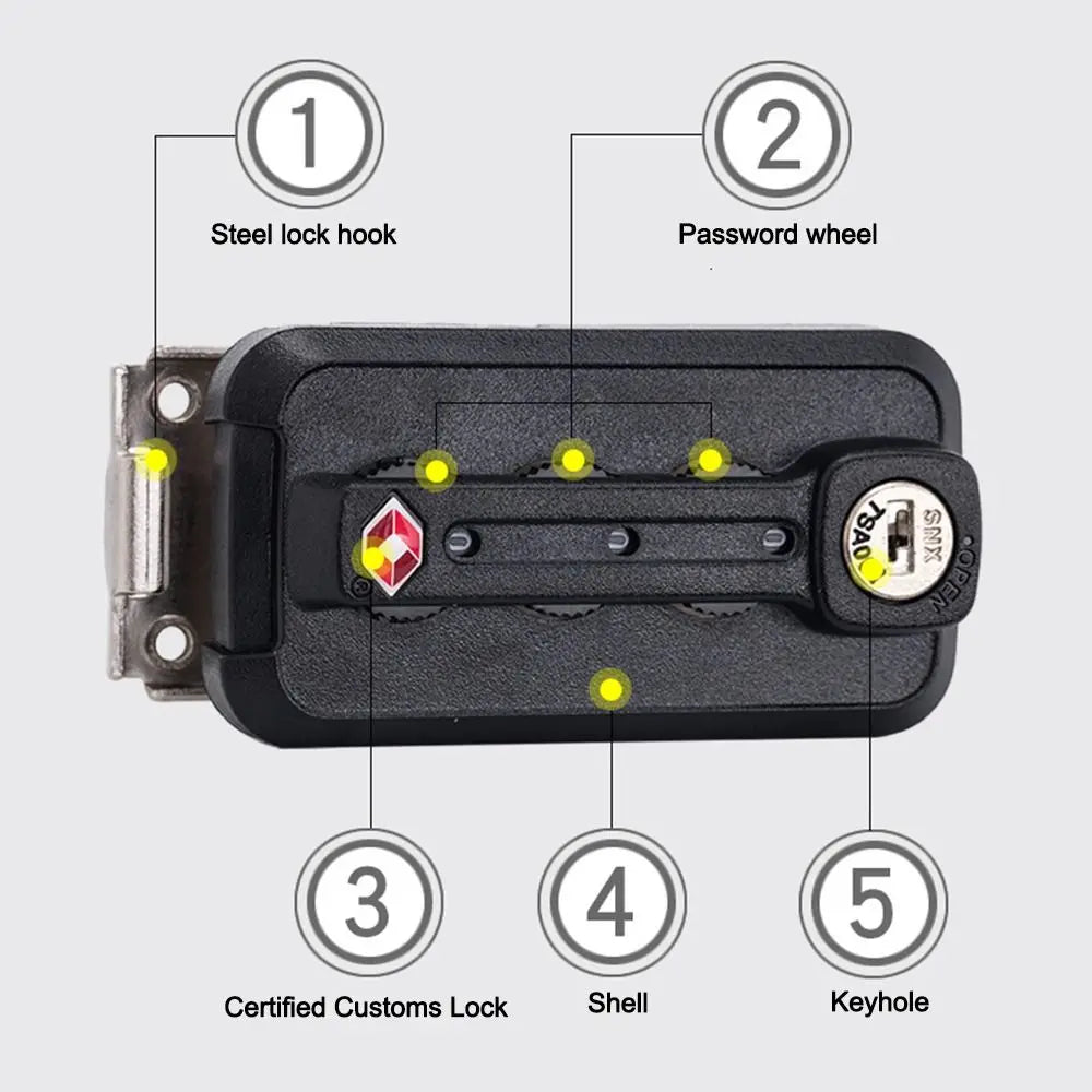 TSA 3 Digit Combination Lock Anti theft Lock Catch Customs Password Lock Security Tool Padlock Suitcase Luggage Coded Lock