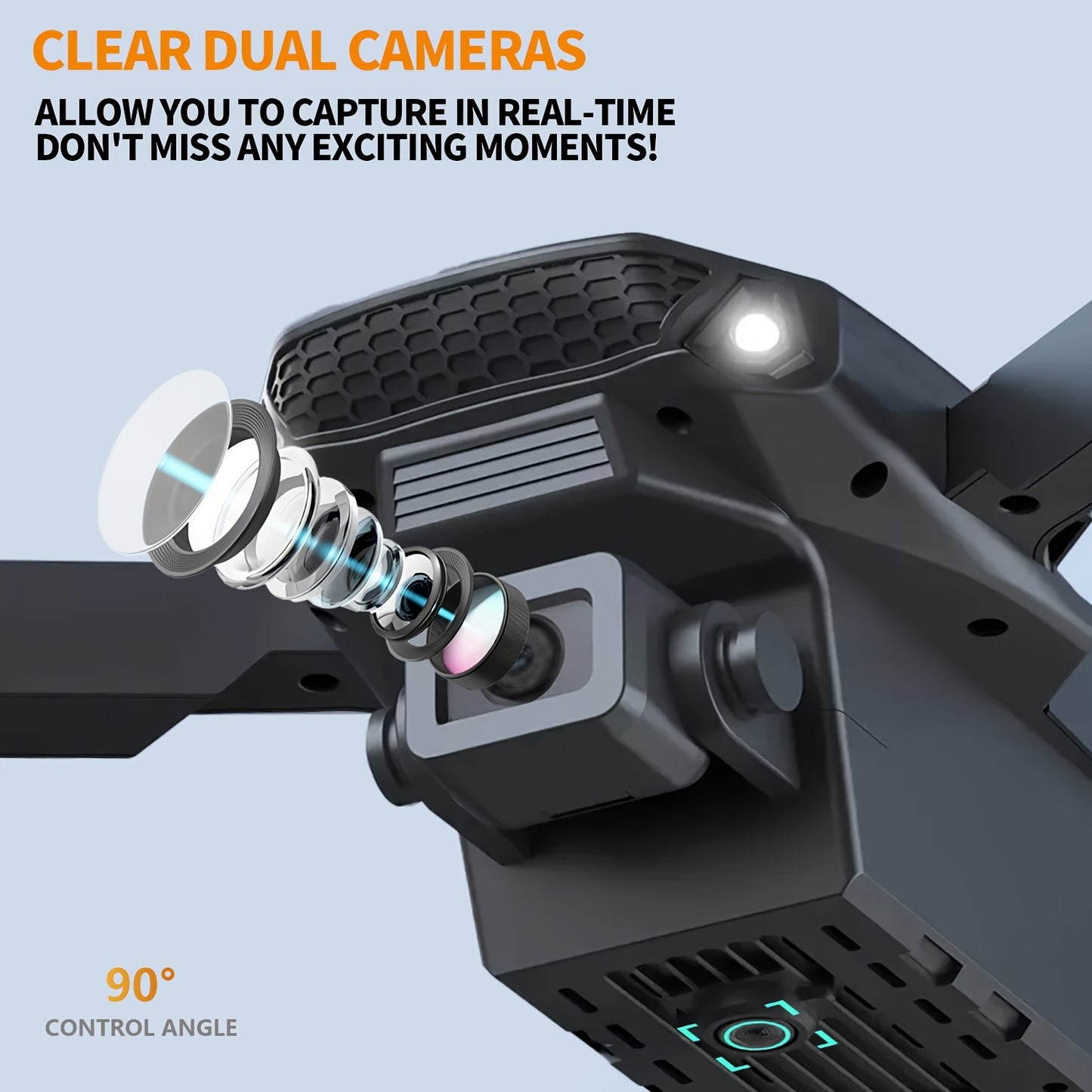 Optical Flow Version E88 Dual Camera Drone, Remote-Controlled Toy Drone, Foldable Storage, Intelligent Hovering, Optical Flow Positioning, Ideal Gift for Beginners, Men, And Youngsters, Single Battery, FACEGLE