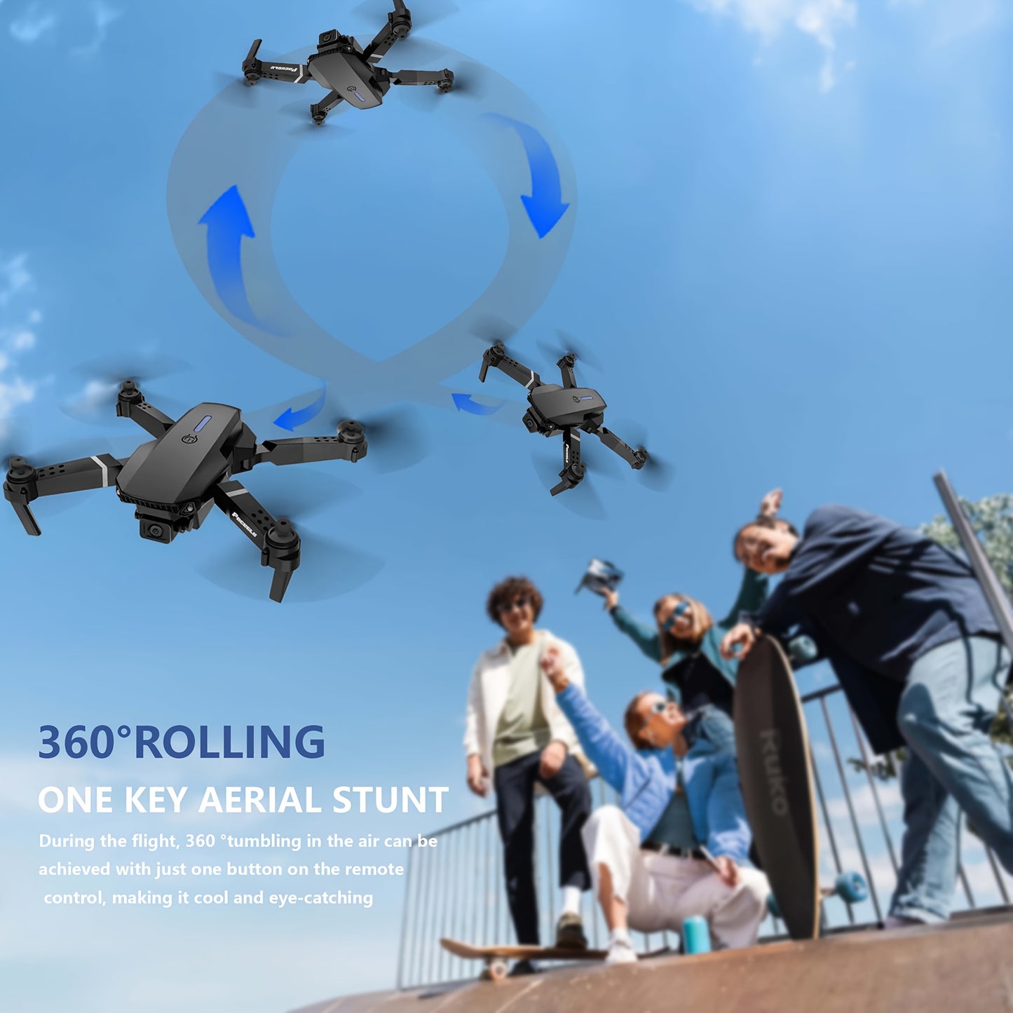 Optical Flow Version E88 Dual Camera Drone, Remote-Controlled Toy Drone, Foldable Storage, Intelligent Hovering, Optical Flow Positioning, Ideal Gift for Beginners, Men, And Youngsters, Single Battery, FACEGLE