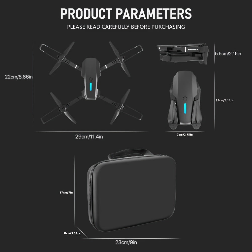 Optical Flow Version E88 Dual Camera Drone, Remote-Controlled Toy Drone, Foldable Storage, Intelligent Hovering, Optical Flow Positioning, Ideal Gift for Beginners, Men, And Youngsters, Single Battery, FACEGLE