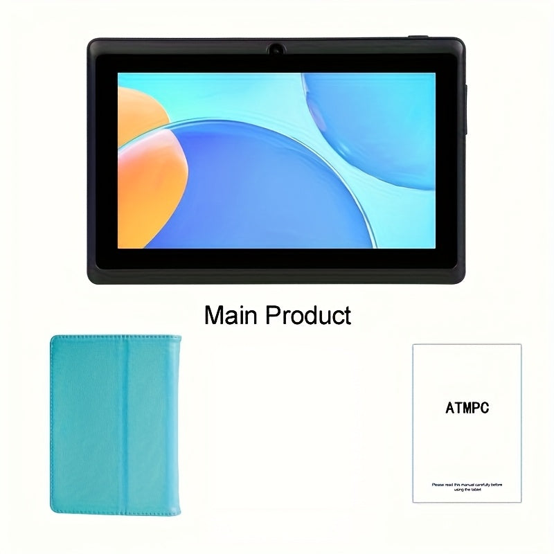 ATMPC 7" Android 11 Tablet with Quad Core Processor, 2GB RAM 32GB ROM, HD IPS Display, Dual Camera, WiFi, USB OTG & Built-in Case - Purple, Media Consumption, Productivity Device, Modern Tablet, Sleek Design, Durable Build, C