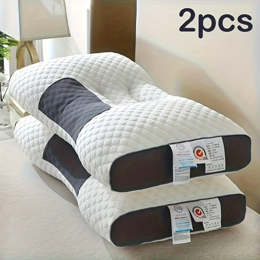2pcs Ergonomic Adjustable Neck Pillows - Soft Cover, Modern Zippered Design, High-Quality Polyester Fiber Filling, Machine Washable for Sleeping Comfort, Ideal for Home & Bedroom Decor, Bedroom Comfort Accessories | Modern Pi