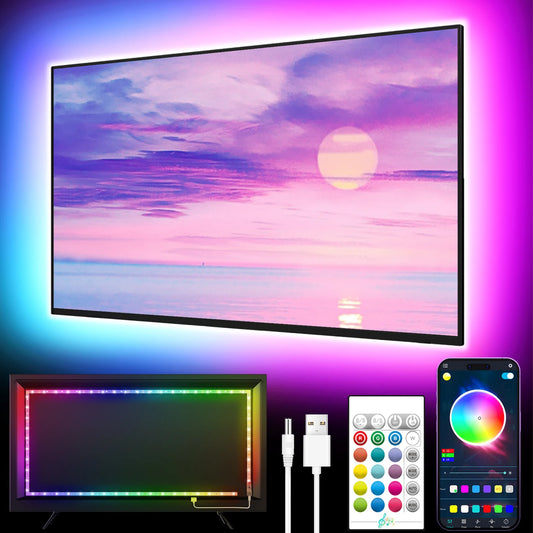 GIPOYENT TV LED Backlight Light Strip Bluetooth APP Control Music Sync RGB Color Changi Backlight For TV 32-60 Inch 3M-10M