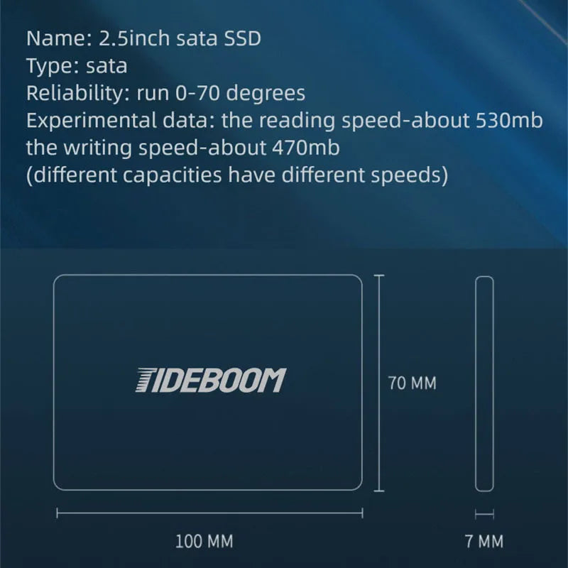 Tideboom 2TB SSD 2.5inch SATA 3 SSD 128GB 240GB 256GB Hard Disk Internal Laptop HDD 480GB 512GB Solid State Drive for PC Desktop