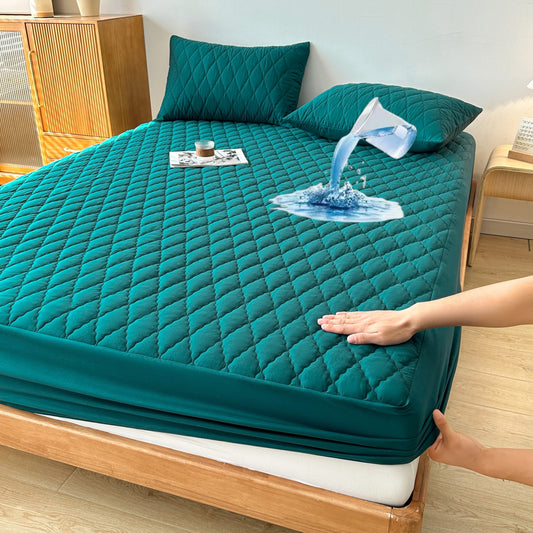 1pc Multicolor Waterproof Mattress Protector No Pillowcase and Pillow Core Soft and Comfortable Solid Color Bedding Fitted Sheet for Bedroom Guest Room Waterproof Fitted Sheet Only